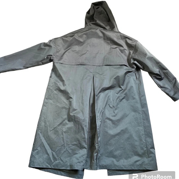 Matcha Story hooded long  line zipper button trench jacket Sz L - Picture 2 of 12